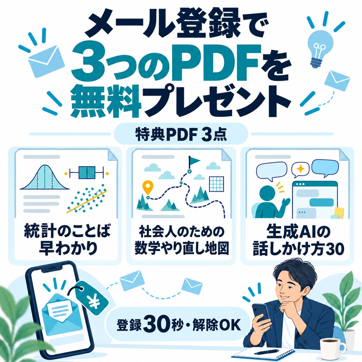 メール登録で３つのPDFを無料プレゼント