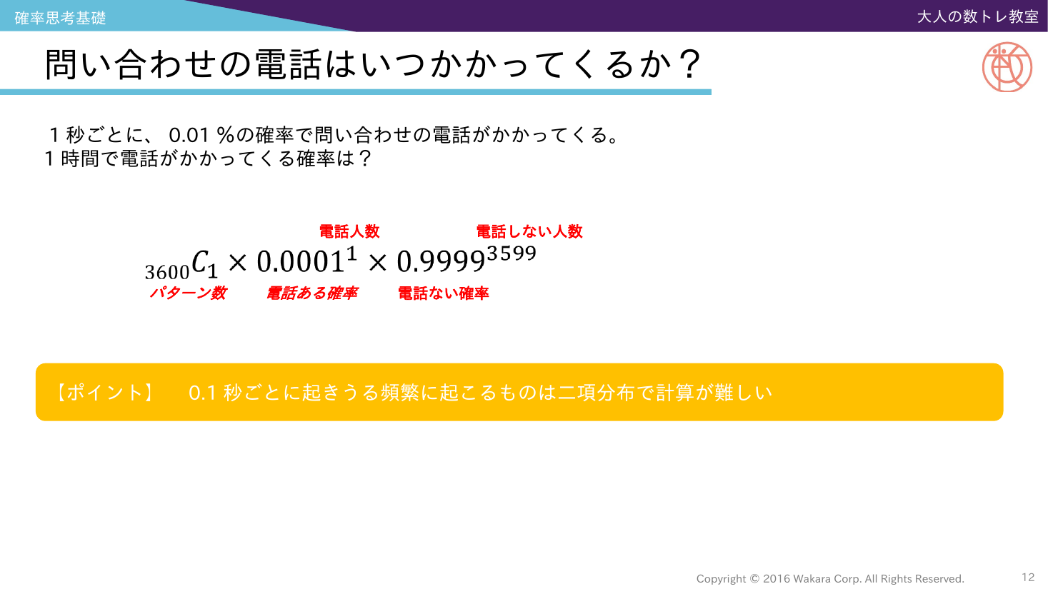 確率思考基礎_07_第3回_問い合わせの電話はいつかかってくるか_二項分布