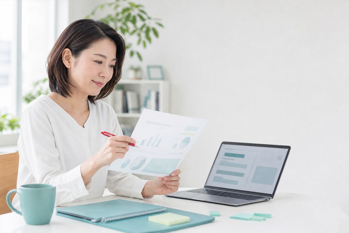AIの分析結果を紙の資料で検証する様子