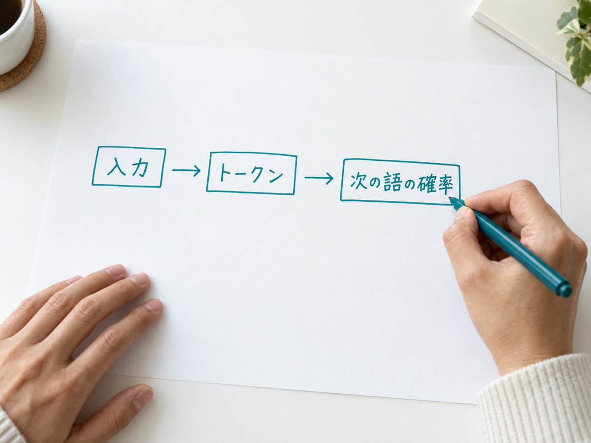 AIの仕組みを図で確認する様子