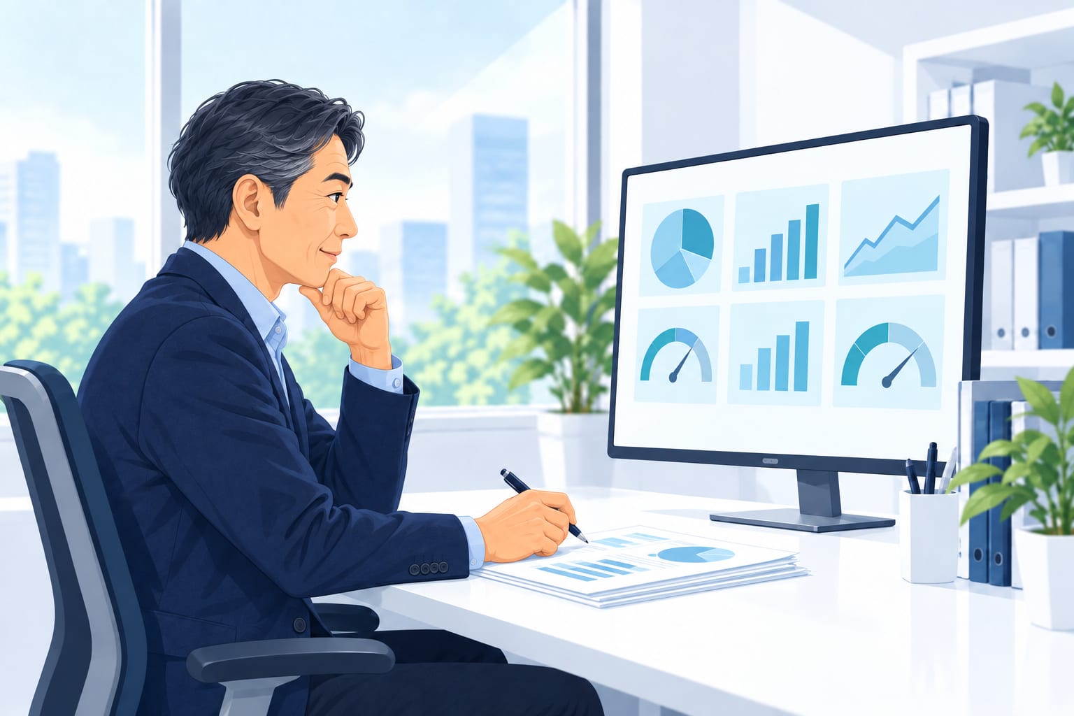 経営企画・管理職がClaude CoworkでKPIを確認するイメージ