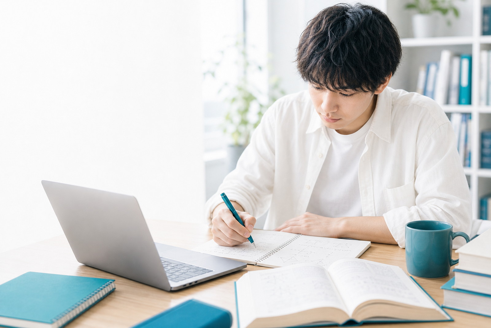大学数学の講義内容をマンツーマンで対策する学生
