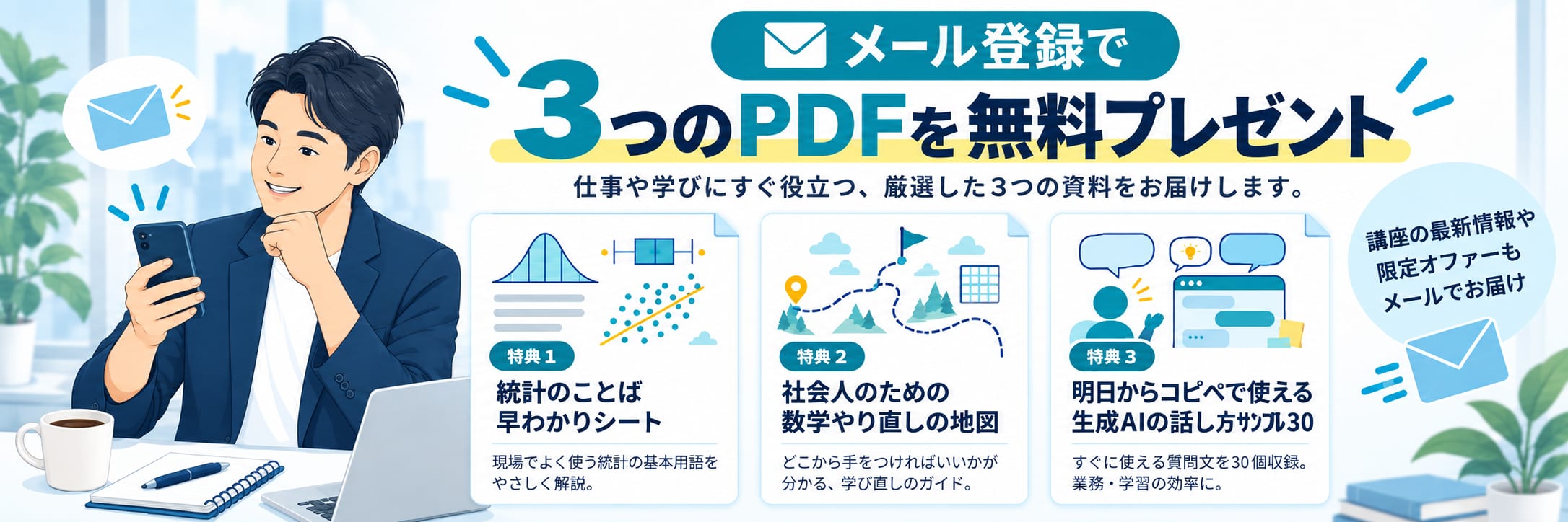 メール登録で３つのPDFを無料プレゼント