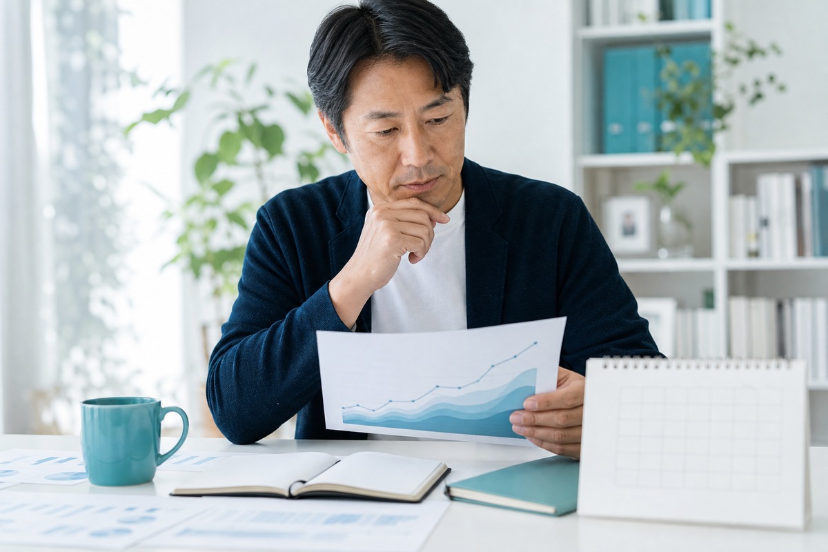 折れ線グラフとカレンダーで需要予測を立てる様子
