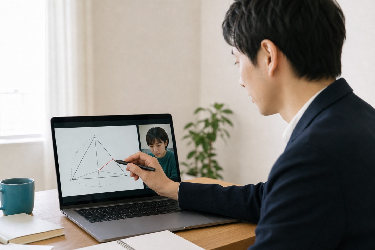 講師と画面共有しながら数式を確認する様子