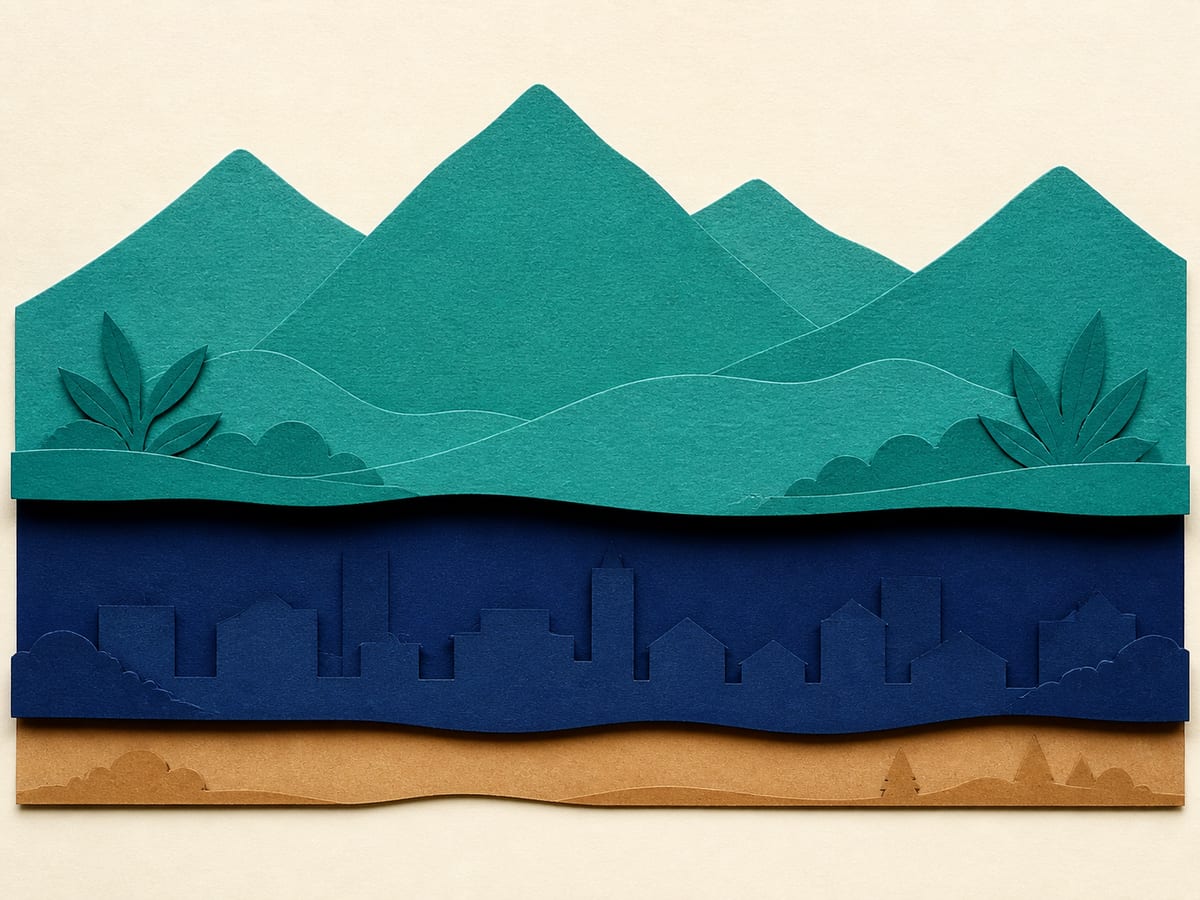 厚さの違う3層を重ねて、つまずきの層構造を表した図