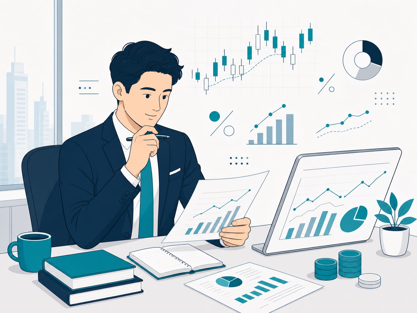 保険金融の社会人がアクチュアリー数学を学ぶイメージ