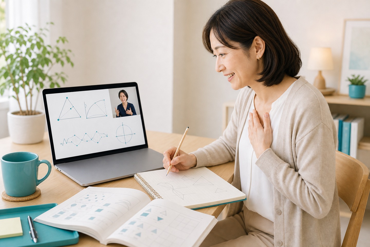 講師とマンツーマンで数学を学び直す様子