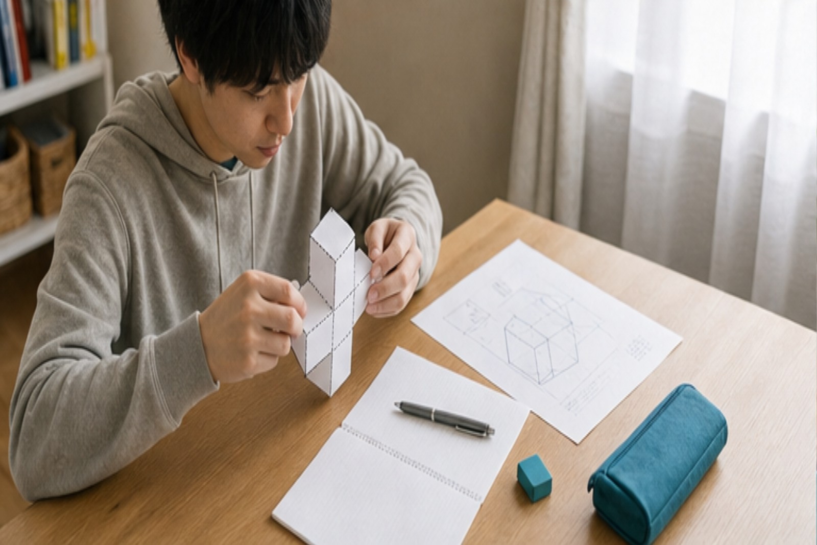 自宅デスクでWebテストの演習に取り組む就活生