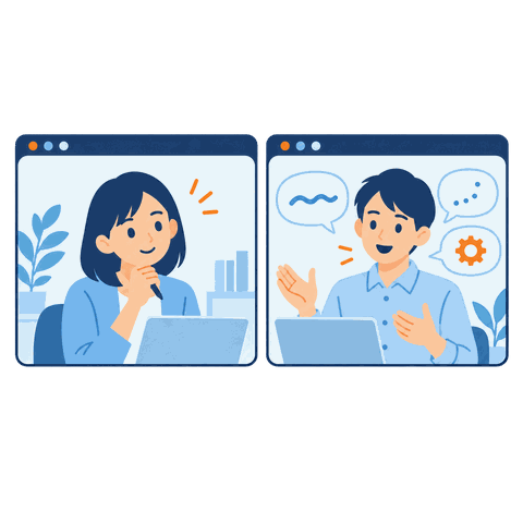 オンラインで講師と質疑をしているイメージ
